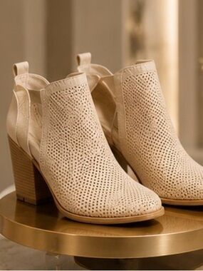 Dolce Vita Cream Perforated Ankle Booties